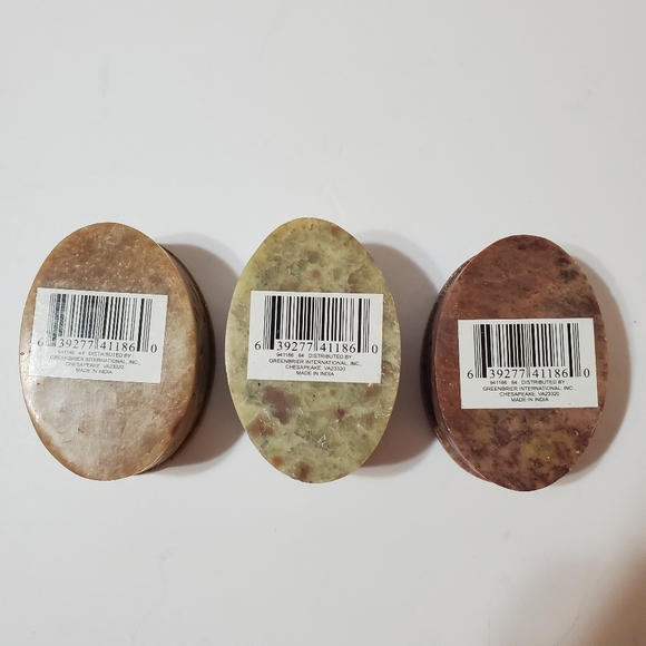 Greenbrier International Soapstone Flower Carved Design Oval Trinket Boxes (3) - Picture 4 of 13